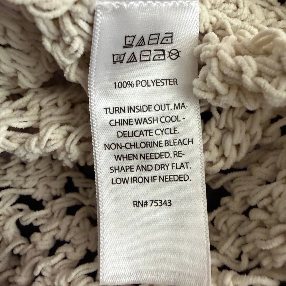 Artelier Nicole Miller Crochet Cream Open Knit Cardigan Size M Boho Chic - Picture 9 of 9